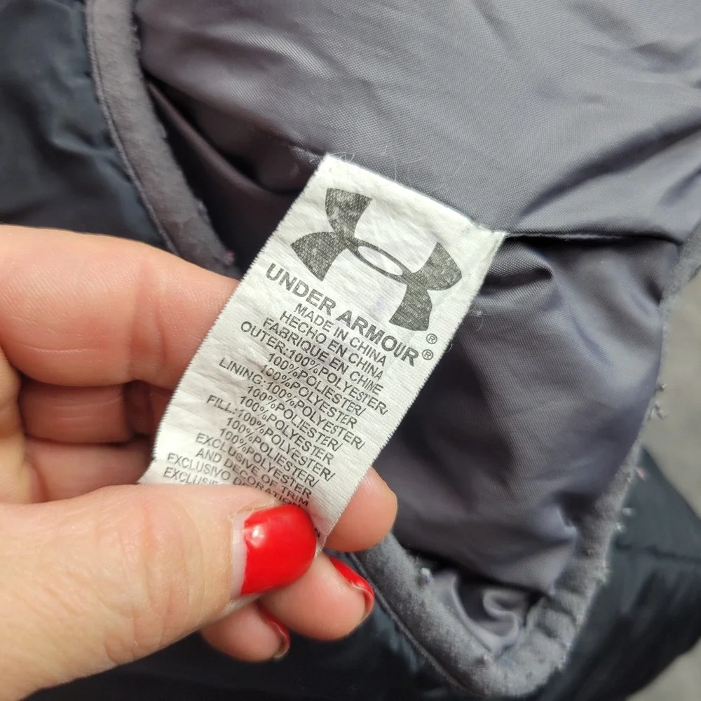 Under Armour ColdGear Boys Puffer Jacket Gray Hooded Full‎ Zip Size 4 23F5600101